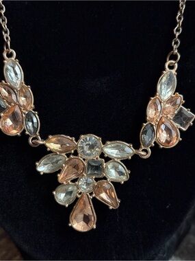 Crystal Statement Necklace in Peach and Clear